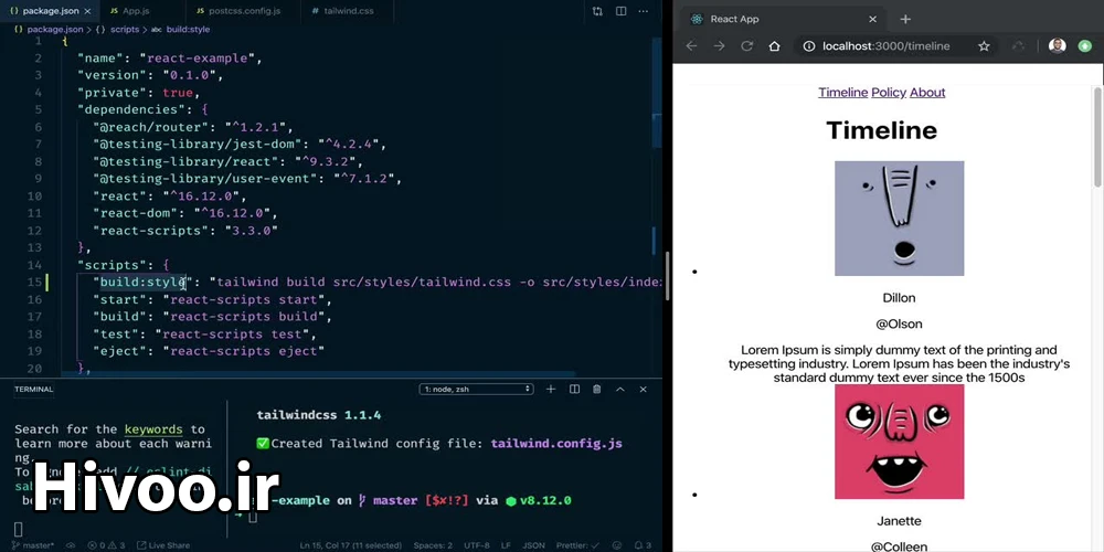 استفاده از tailwind در react